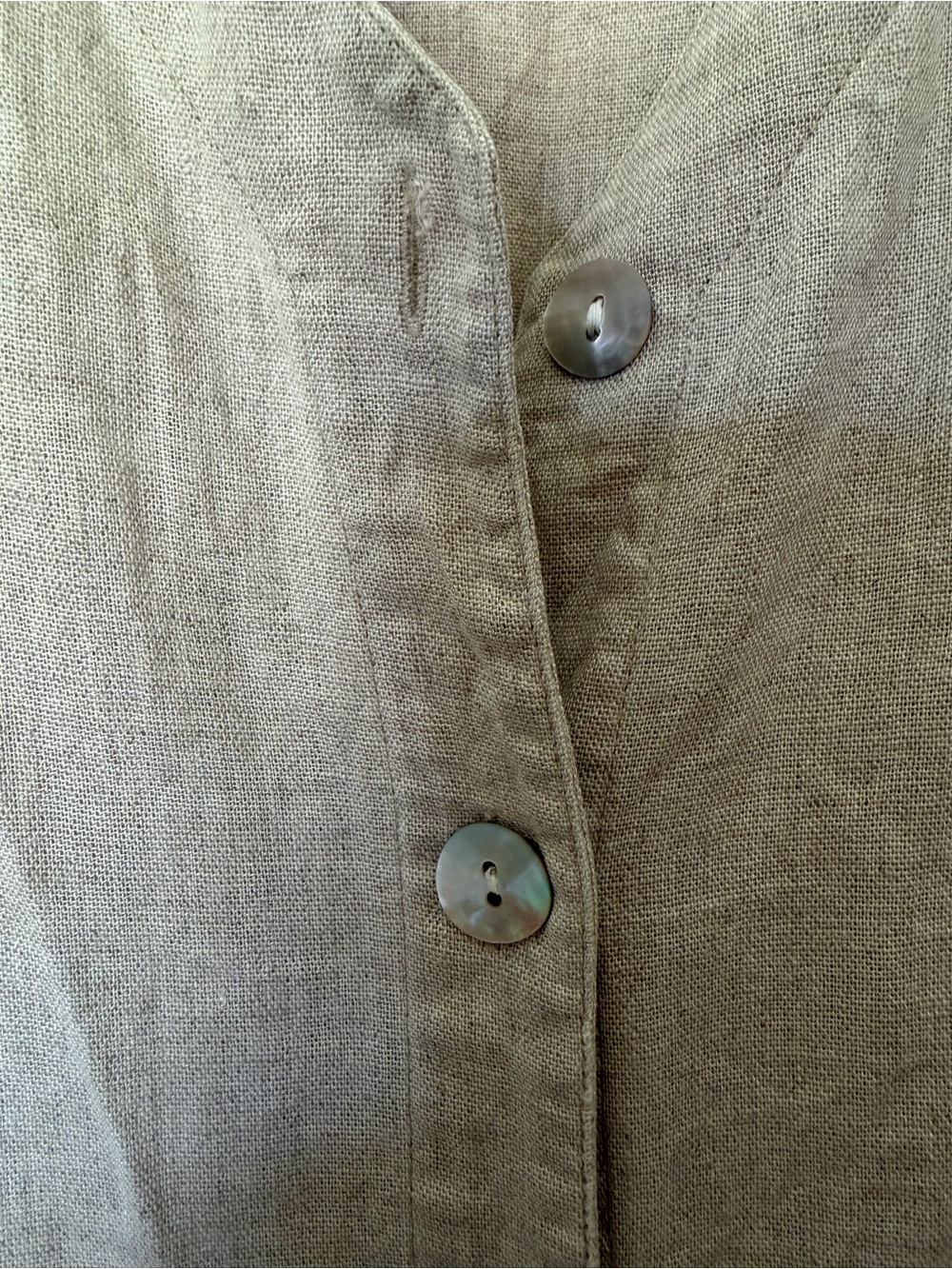 Vintage Worthington linen blend Sleeveless Button-Front Midi Dress in Beige - Picture 3 of 11